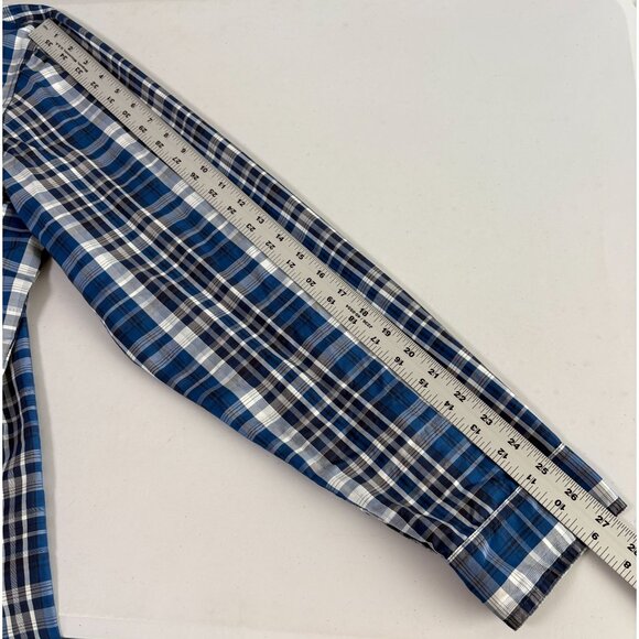 LL Bean Button Up Shirt Mens XL Blue Plaid Mesh Fishing Shirt Outdoors 509459 - Picture 8 of 12